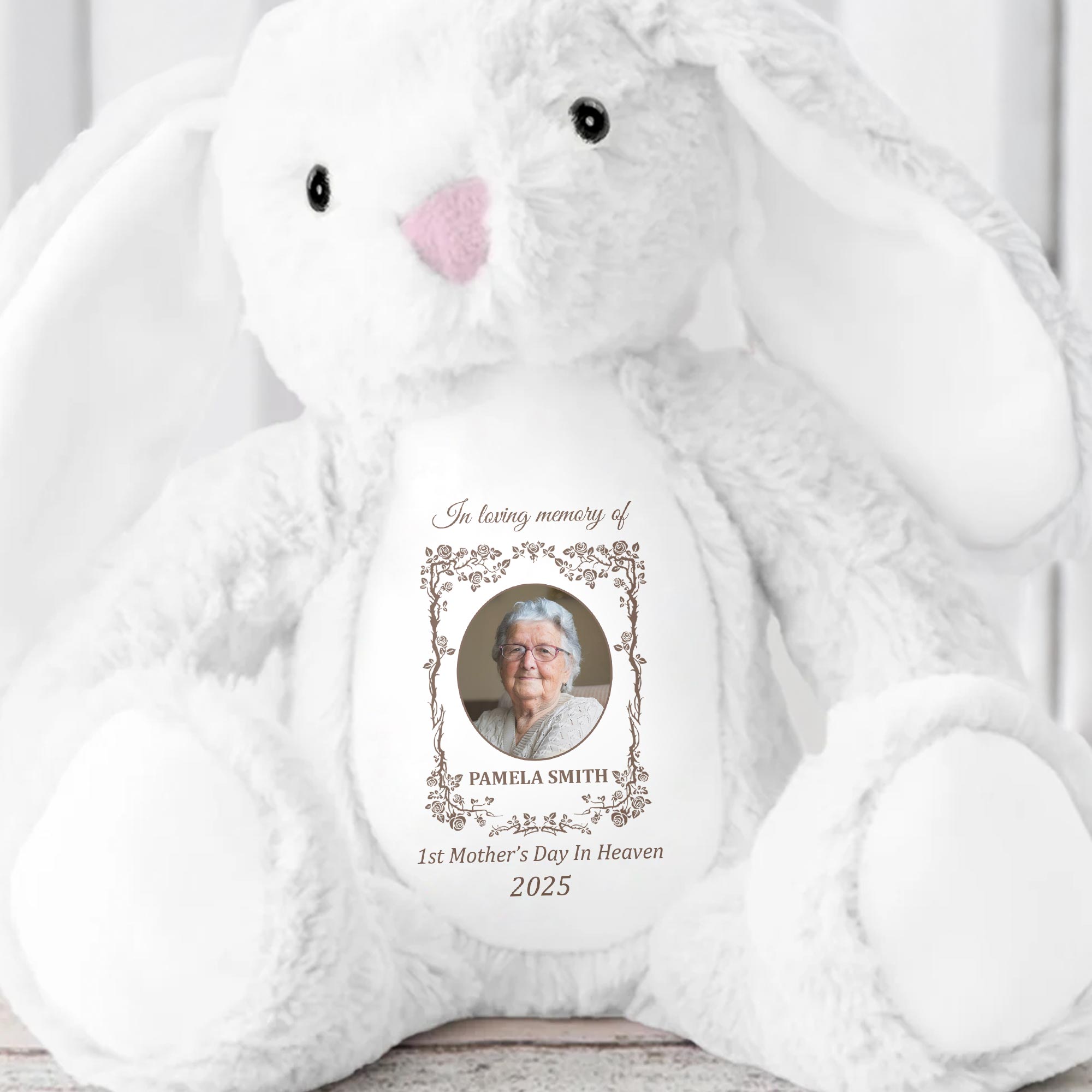 1st Mother's Day In Heaven 2025, Stuffed Bunny - Personalized Stuffed Bunny - HME221_BUN