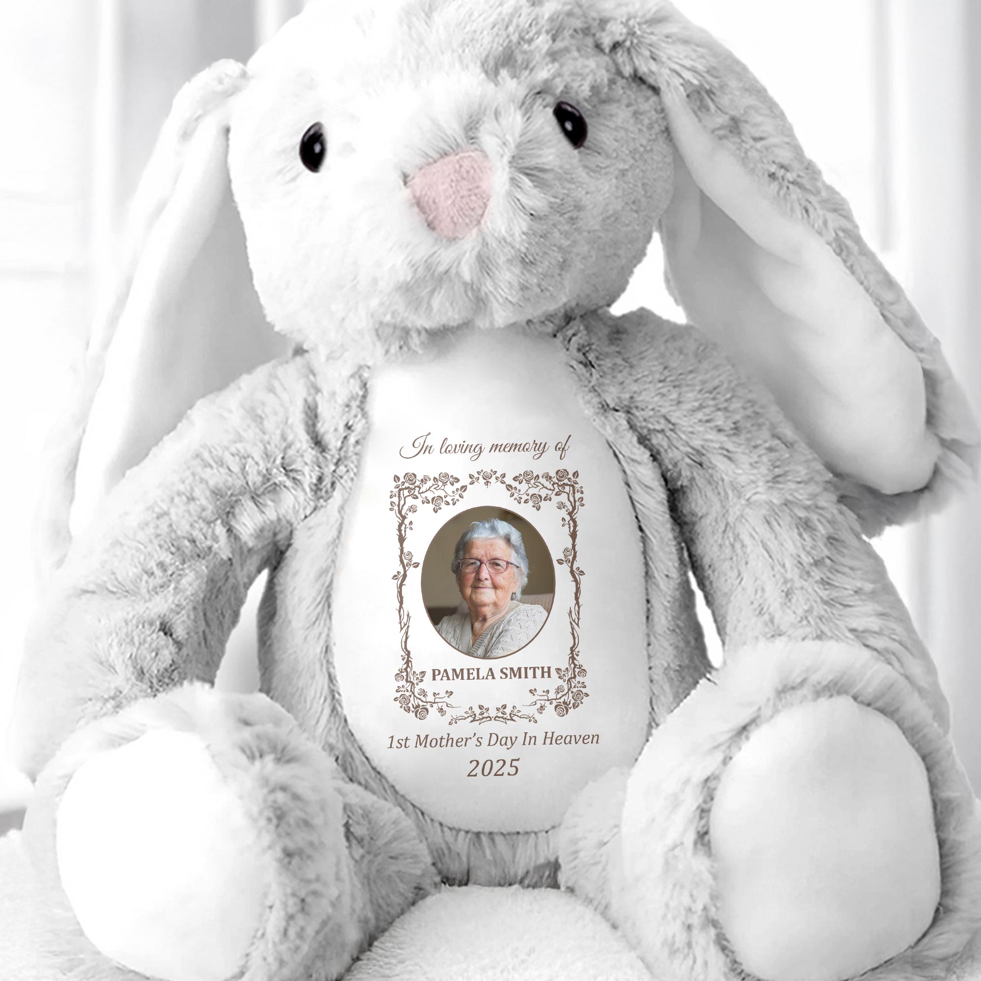 1st Mother's Day In Heaven 2025, Stuffed Bunny - Personalized Stuffed Bunny - HME221_BUN