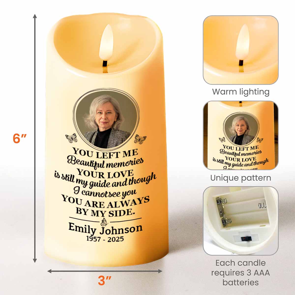You Left Me Beautiful Memories Memorial LED Candle - Personalized Custom LED Candle - HME222_LECA