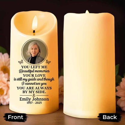 You Left Me Beautiful Memories Memorial LED Candle - Personalized Custom LED Candle - HME222_LECA