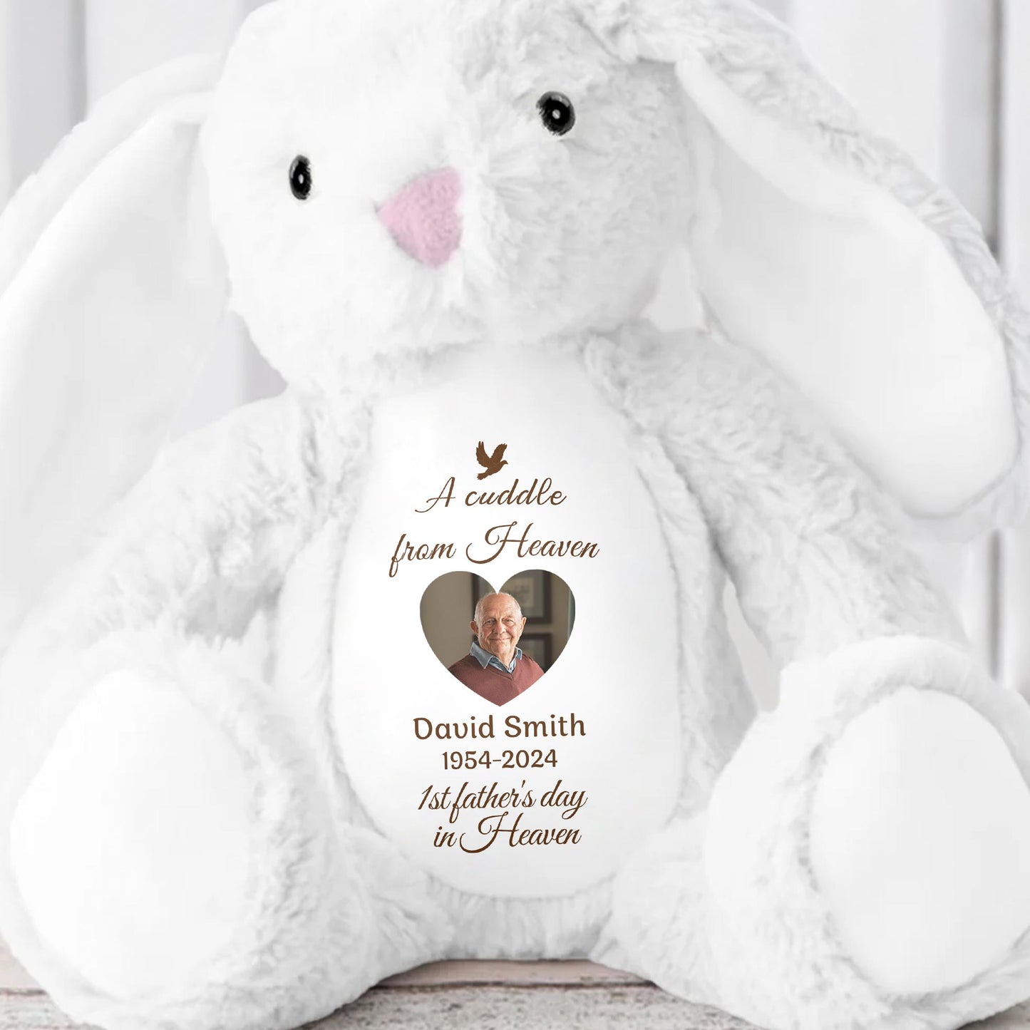 A Cuddle From Heaven, Stuffed Bunny and Dove - Personalized Stuffed Bunny - HME223_BUN