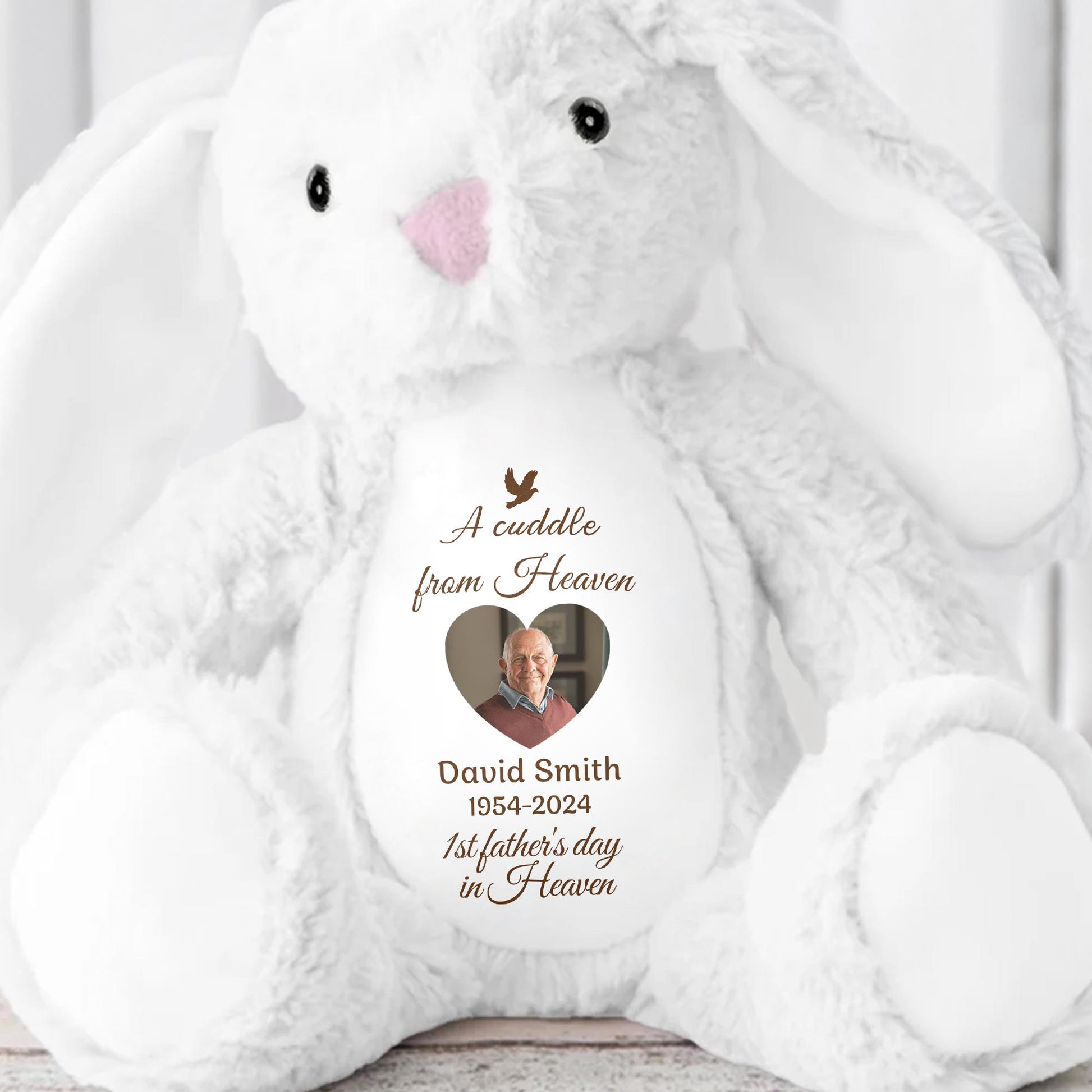 A Cuddle From Heaven, Stuffed Bunny and Dove - Personalized Stuffed Bunny - HME223_BUN