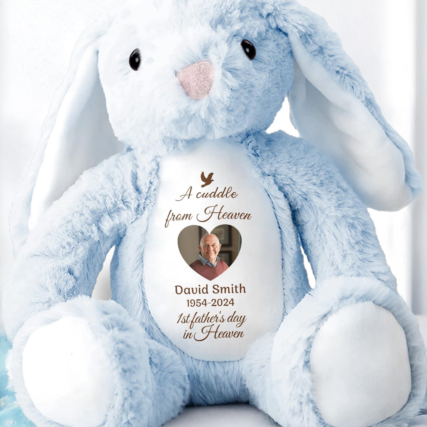A Cuddle From Heaven, Stuffed Bunny and Dove - Personalized Stuffed Bunny - HME223_BUN