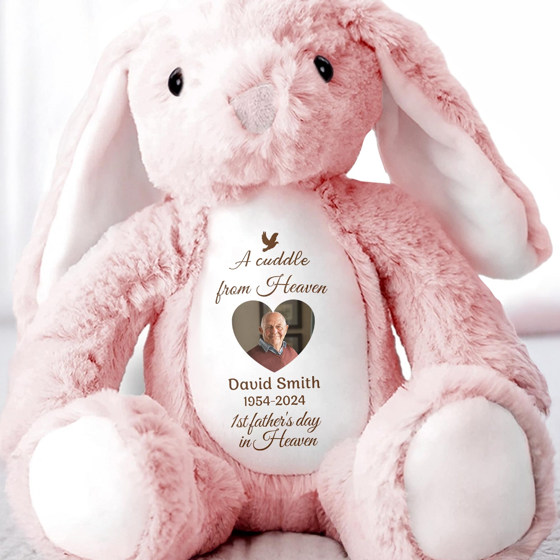 A Cuddle From Heaven, Stuffed Bunny and Dove - Personalized Stuffed Bunny - HME223_BUN