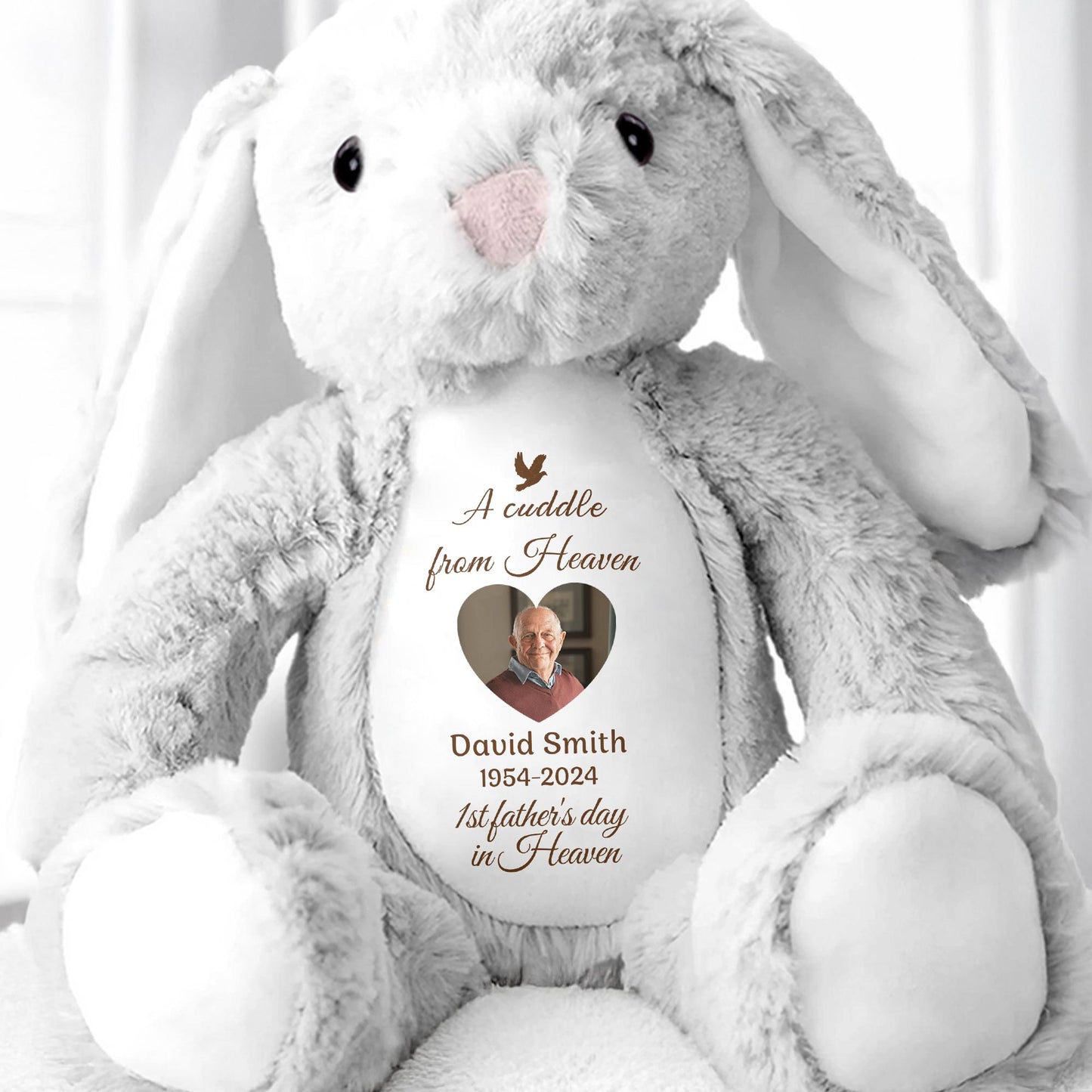 A Cuddle From Heaven, Stuffed Bunny and Dove - Personalized Stuffed Bunny - HME223_BUN