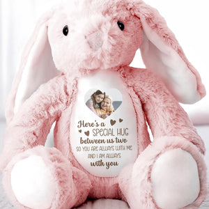 Special Hug Between Us Two, Stuffed Bunny With Heart - Personalized Stuffed Bunny - HME235_BUN