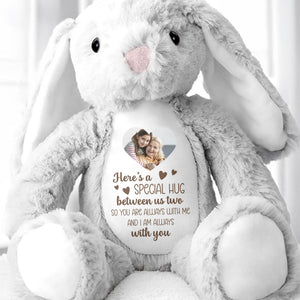Special Hug Between Us Two, Stuffed Bunny With Heart - Personalized Stuffed Bunny - HME235_BUN