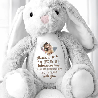 Special Hug Between Us Two, Stuffed Bunny With Heart - Personalized Stuffed Bunny - HME235_BUN