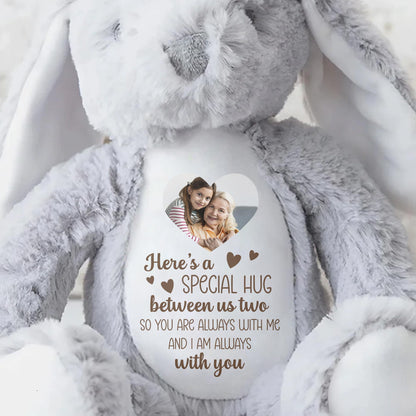 Special Hug Between Us Two, Stuffed Bunny With Heart - Personalized Stuffed Bunny - HME235_BUN