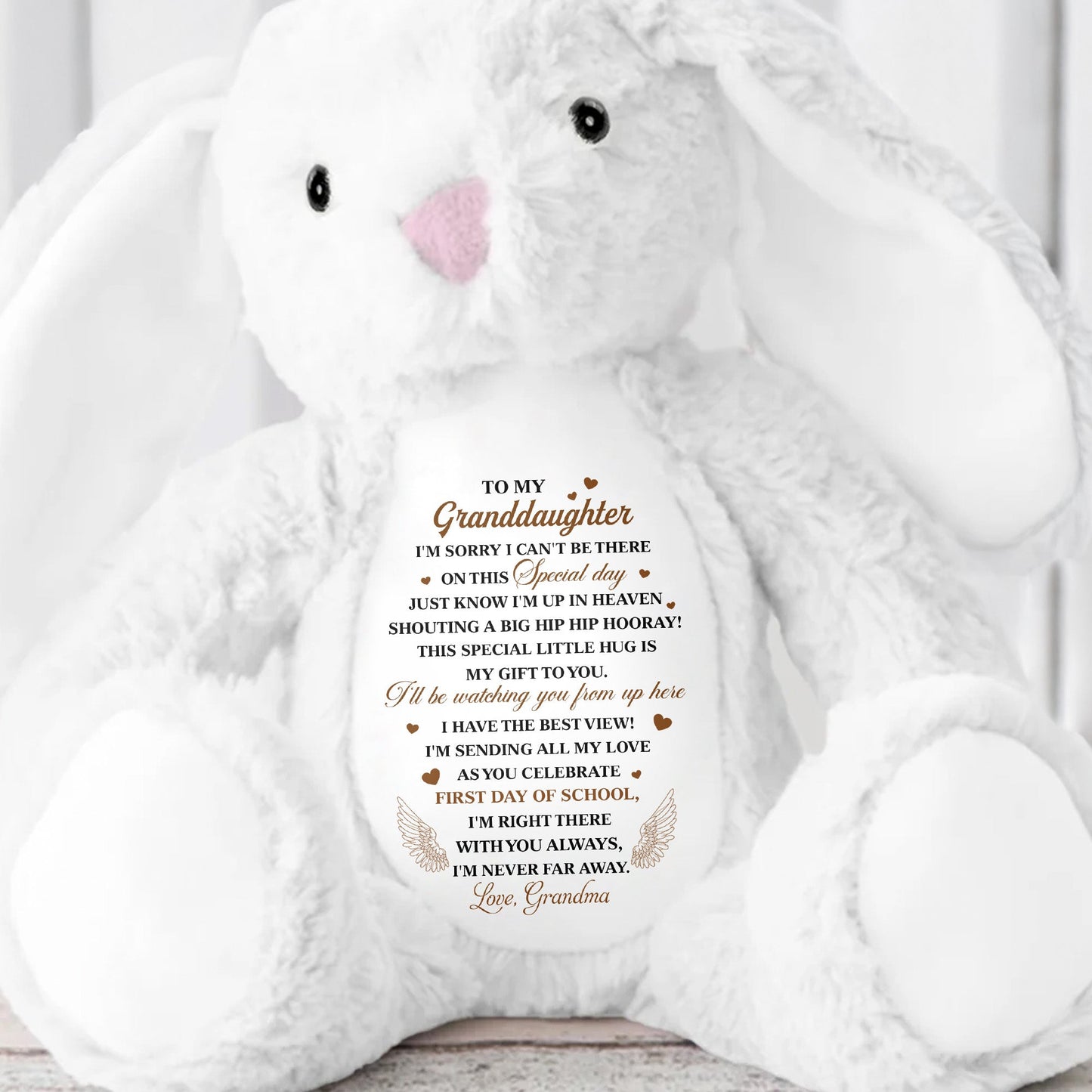 Special Little Hug Is My Gift To You, With Hearts - Personalized Stuffed Bunny - HME246_BUN