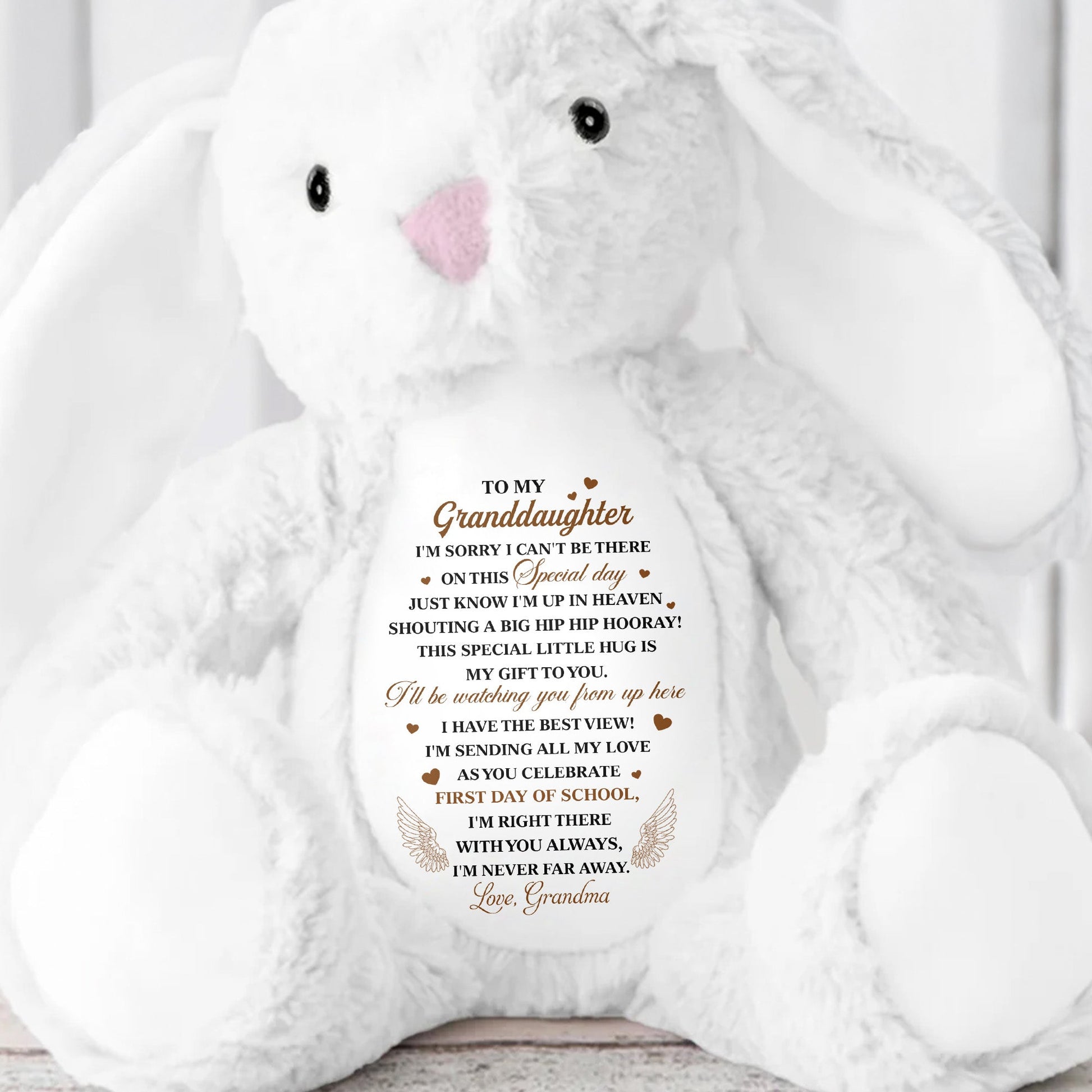 Special Little Hug Is My Gift To You, With Hearts - Personalized Stuffed Bunny - HME246_BUN