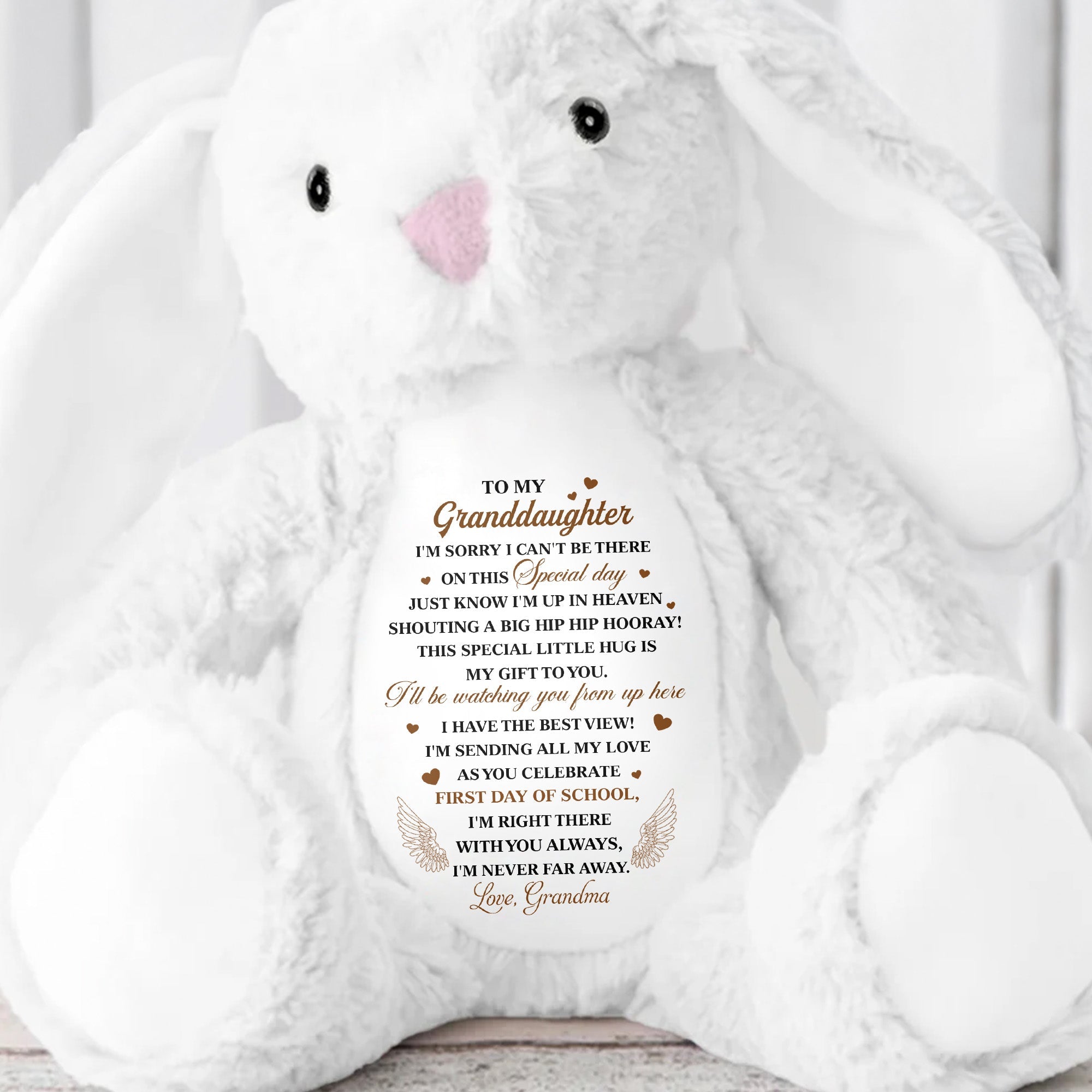 Special Little Hug Is My Gift To You, With Hearts - Personalized Stuffed Bunny - HME246_BUN