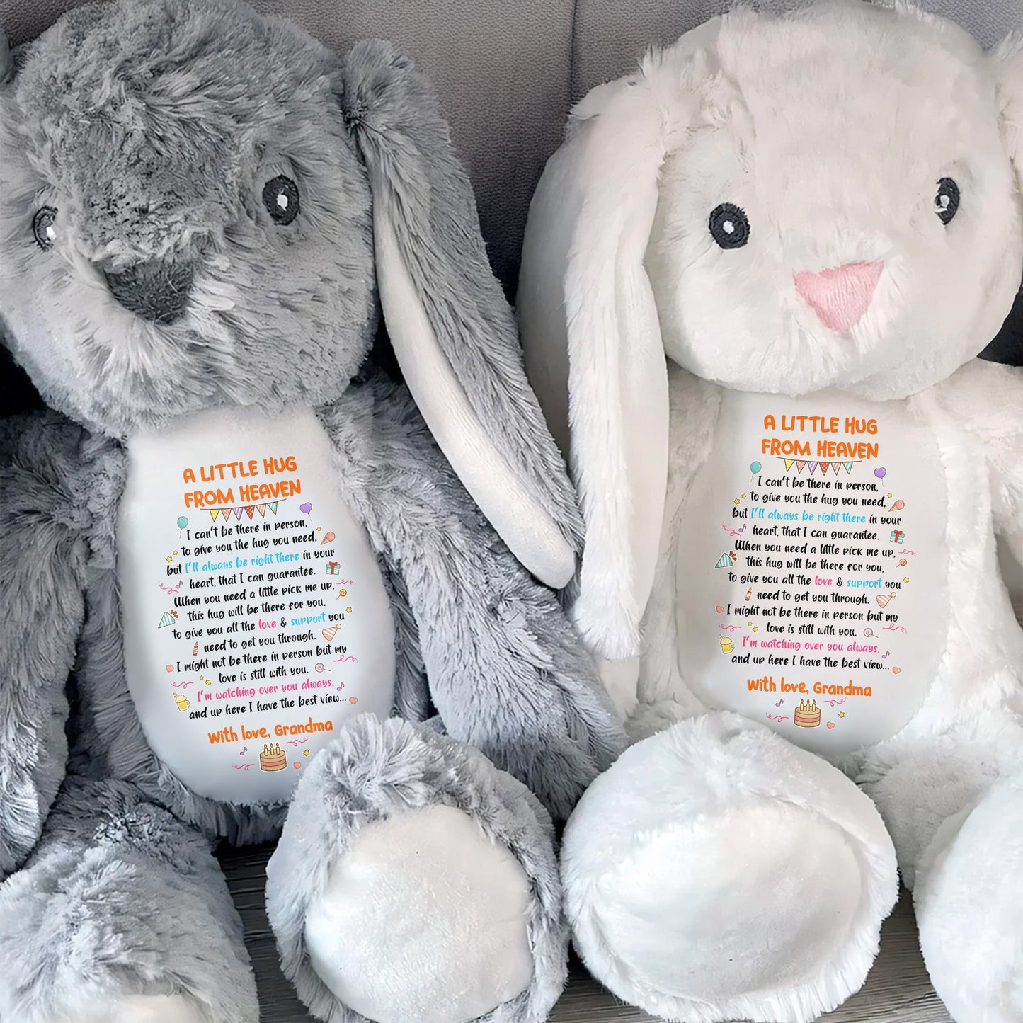 A Little Hug From Heaven Plush Bunny - Personalized Stuffed Bunny - HME247_BUN