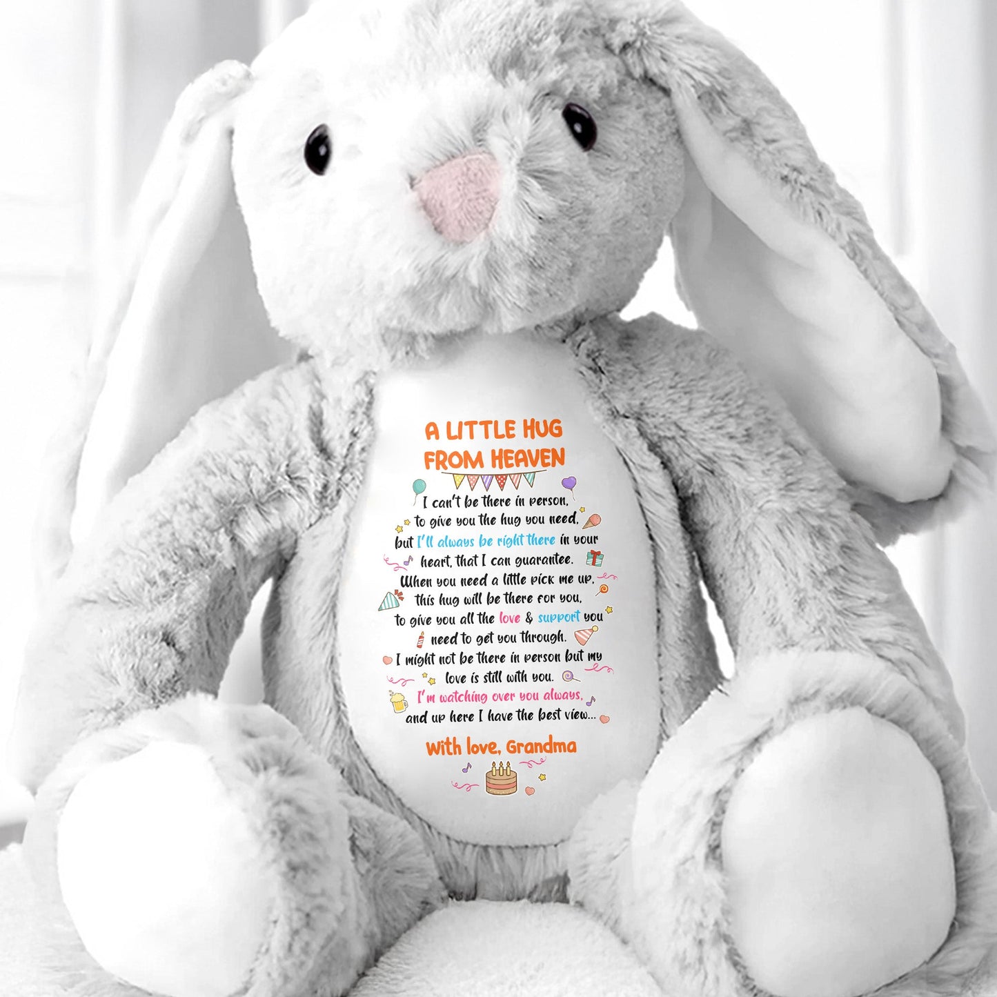 A Little Hug From Heaven Plush Bunny - Personalized Stuffed Bunny - HME247_BUN