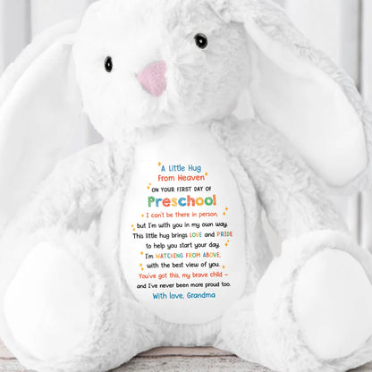 A Little Hug From Heaven On Your First Day Of Preschool, Stuffed Bunny - Personalized Stuffed Bunny - HME248_BUN