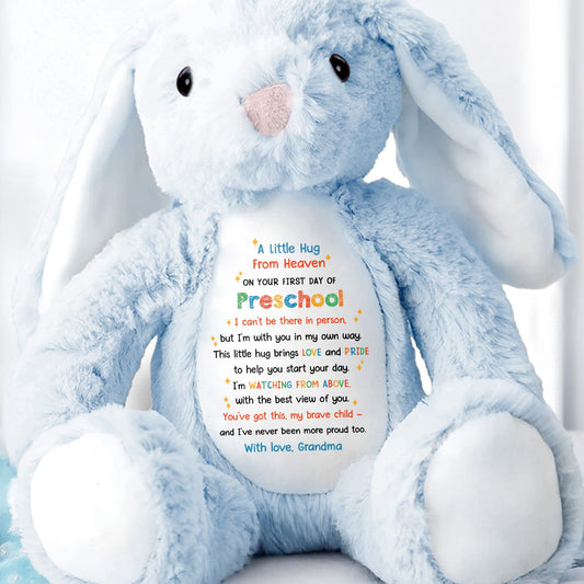 A Little Hug From Heaven On Your First Day Of Preschool, Stuffed Bunny - Personalized Stuffed Bunny - HME248_BUN