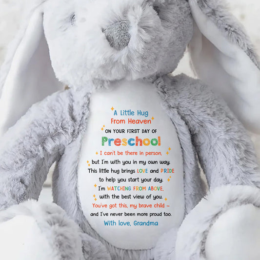 A Little Hug From Heaven On Your First Day Of Preschool, Stuffed Bunny - Personalized Stuffed Bunny - HME248_BUN