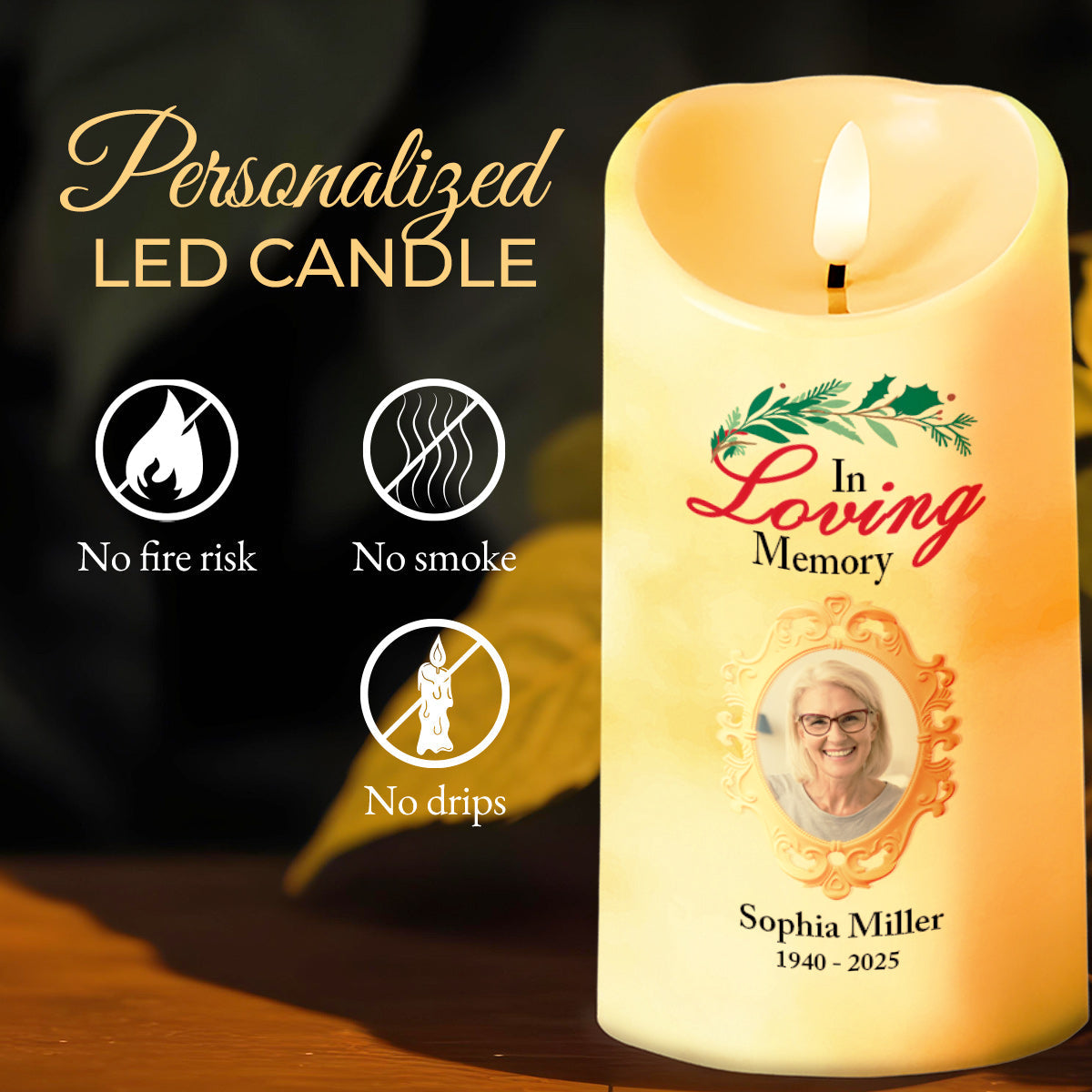 In Loving Memory, Memories Guide and Comfort - Personalized Custom LED Candle - HME269_LECA