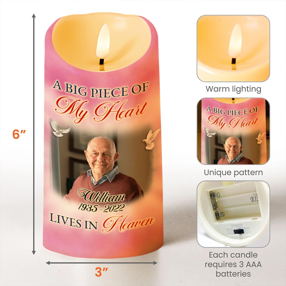 Because Someone We Love, Heaven in Our Home, Butterflies - Personalized Custom LED Candle - HME270_LECA