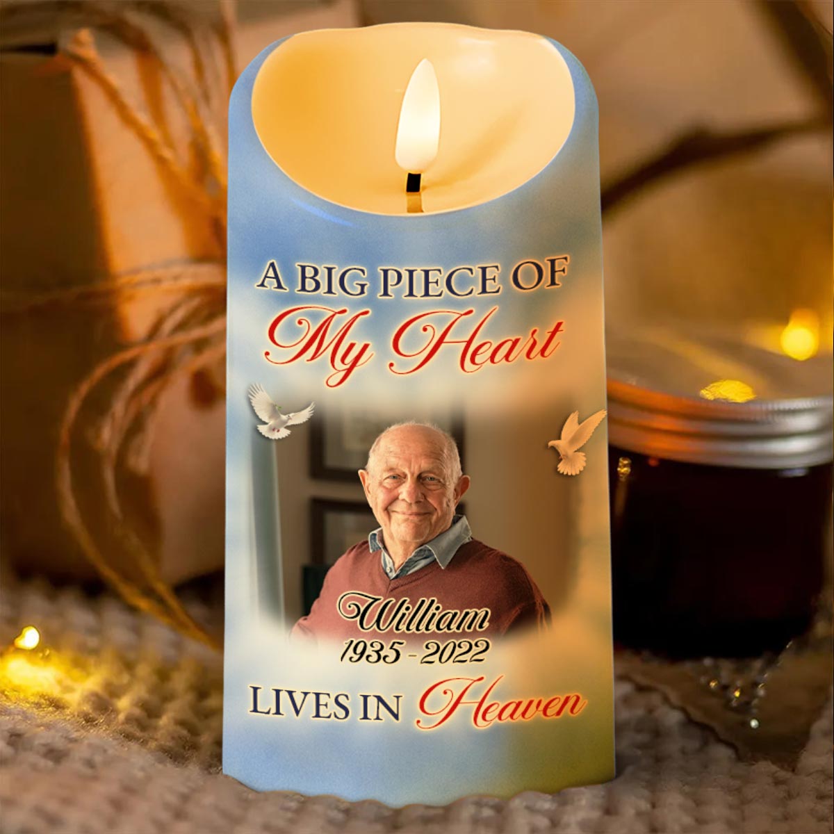 Because Someone We Love, Heaven in Our Home, Butterflies - Personalized Custom LED Candle - HME270_LECA