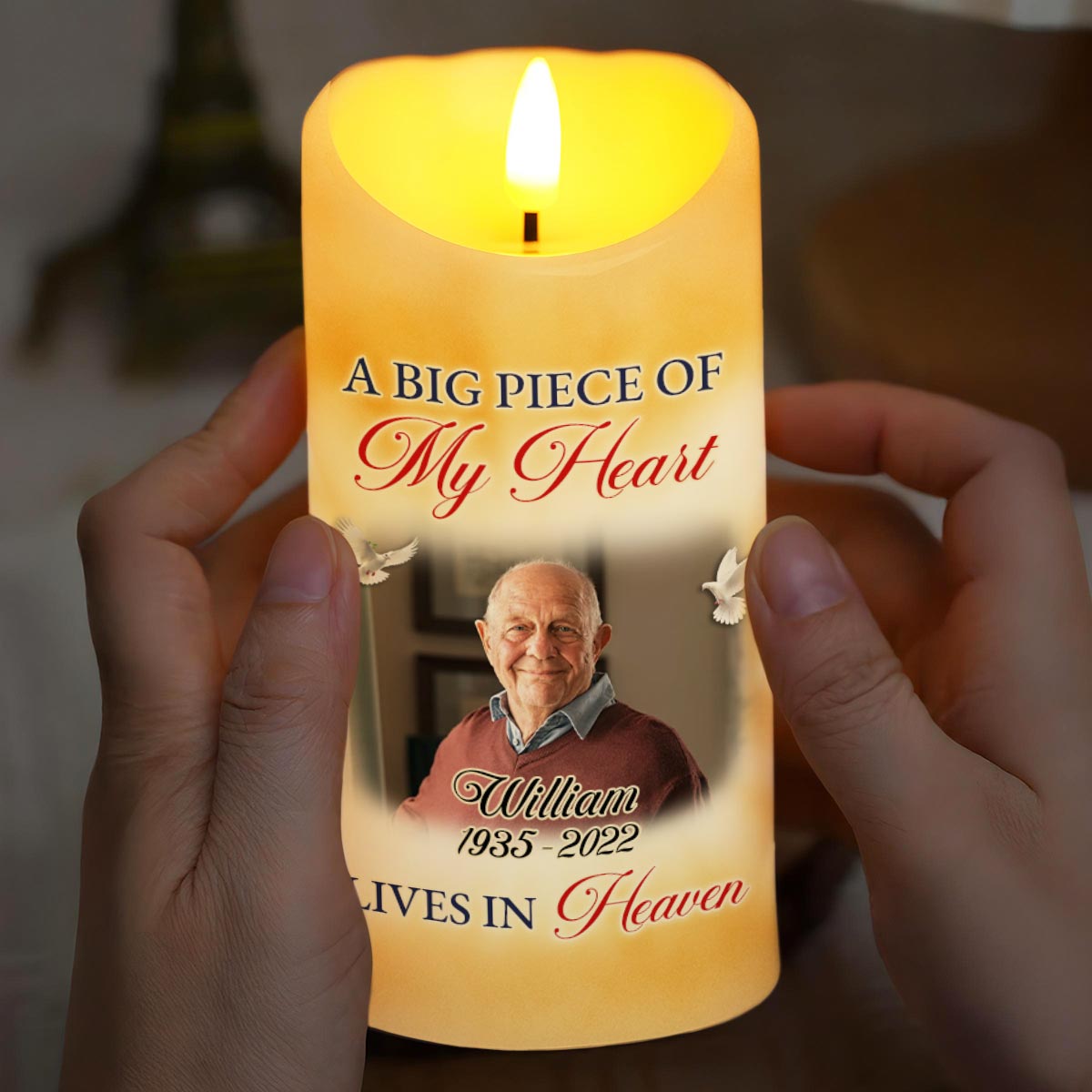 Because Someone We Love, Heaven in Our Home, Butterflies - Personalized Custom LED Candle - HME270_LECA