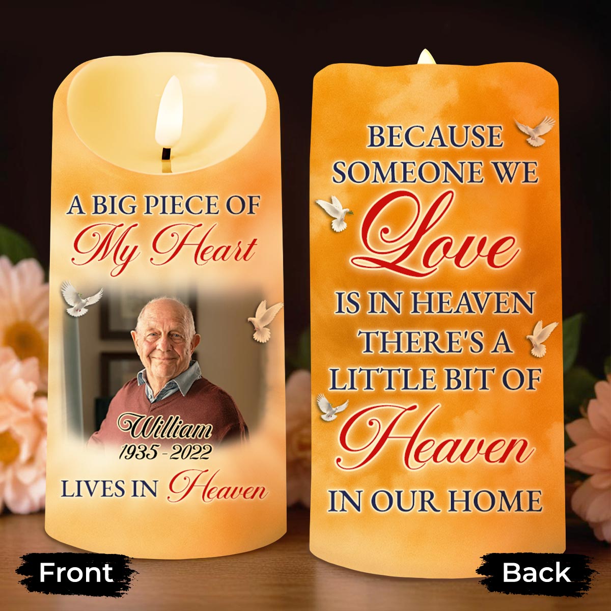 Because Someone We Love, Heaven in Our Home, Butterflies - Personalized Custom LED Candle - HME270_LECA