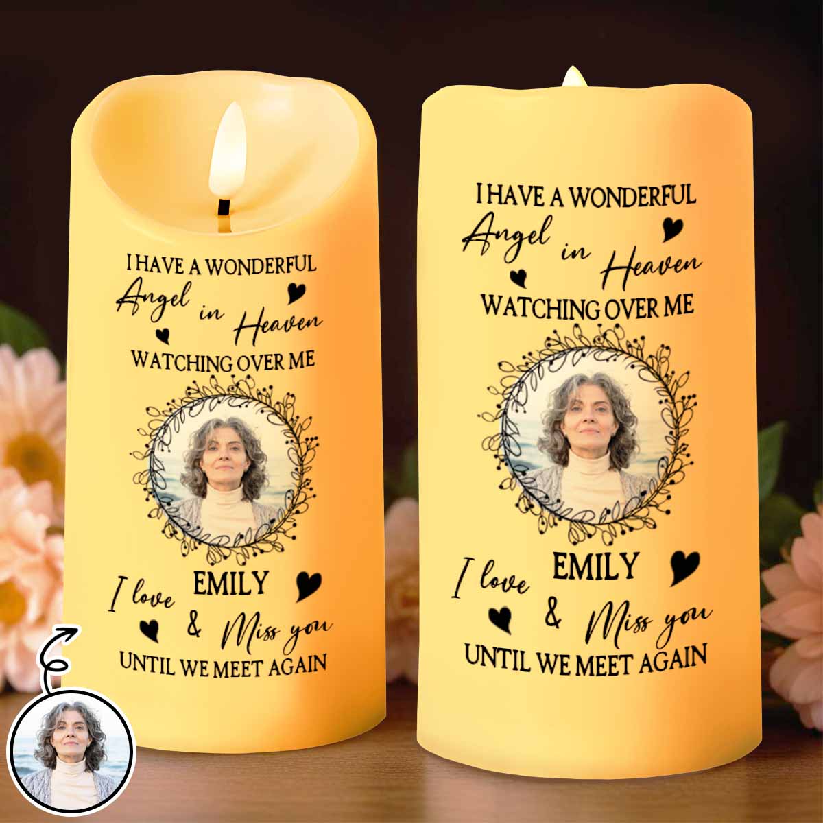Wonderful Angel In Heaven, Watching Over Me, Loving Memorial - Personalized Custom LED Candle - HME277_LECA