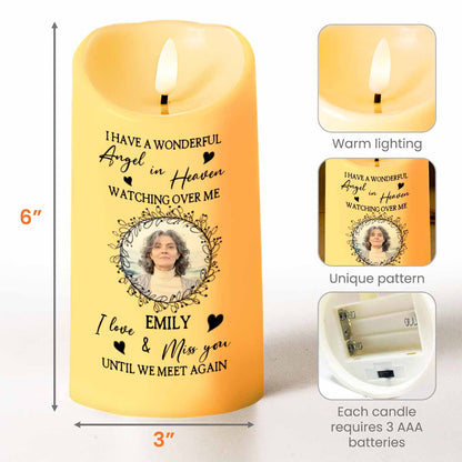Wonderful Angel In Heaven, Watching Over Me, Loving Memorial - Personalized Custom LED Candle - HME277_LECA