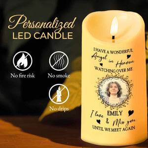 Wonderful Angel In Heaven, Watching Over Me, Loving Memorial - Personalized Custom LED Candle - HME277_LECA