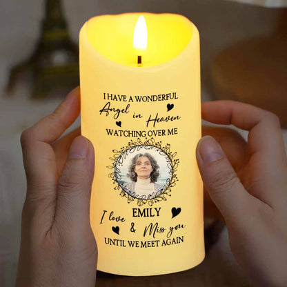 Wonderful Angel In Heaven, Watching Over Me, Loving Memorial - Personalized Custom LED Candle - HME277_LECA