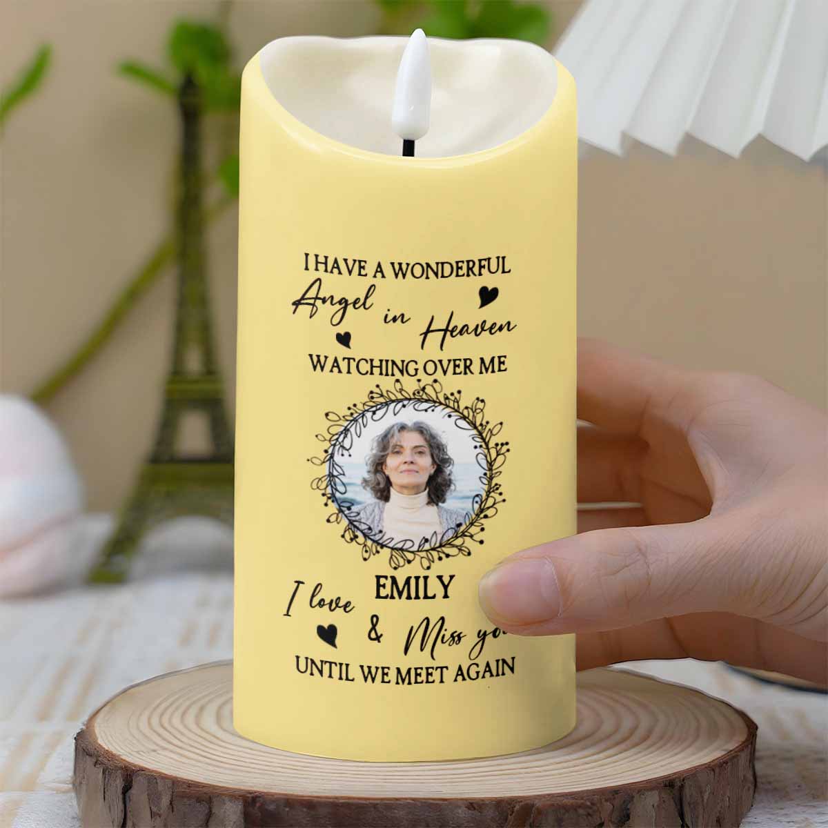 Wonderful Angel In Heaven, Watching Over Me, Loving Memorial - Personalized Custom LED Candle - HME277_LECA