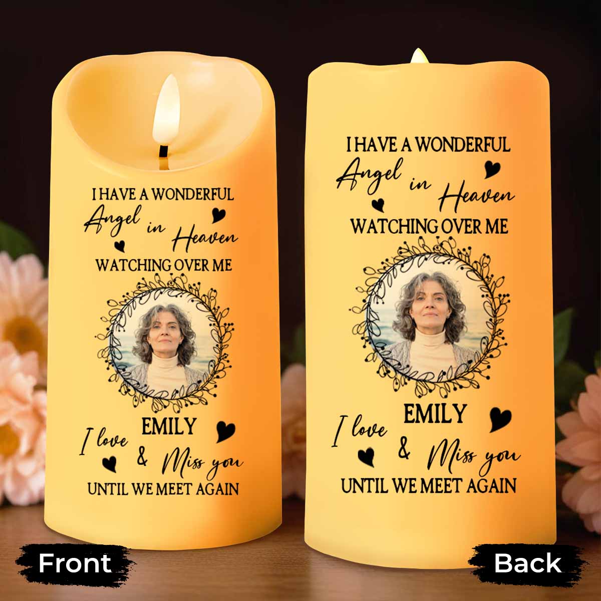 Wonderful Angel In Heaven, Watching Over Me, Loving Memorial - Personalized Custom LED Candle - HME277_LECA