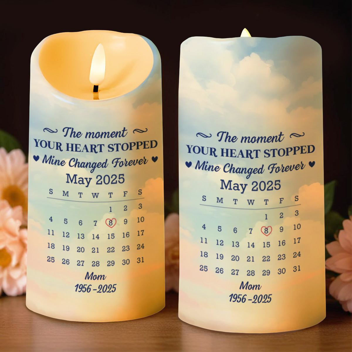 The Moment Your Heart Stopped, Candle With Heart And Calendar - Personalized Custom LED Candle - HME322_LECA