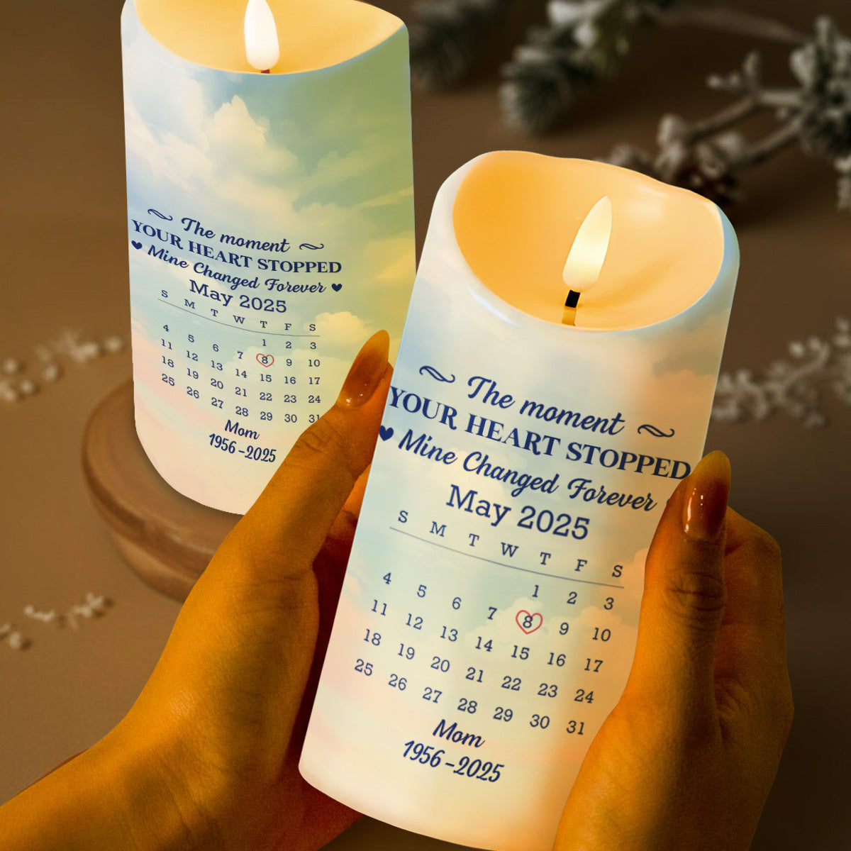 The Moment Your Heart Stopped, Candle With Heart And Calendar - Personalized Custom LED Candle - HME322_LECA