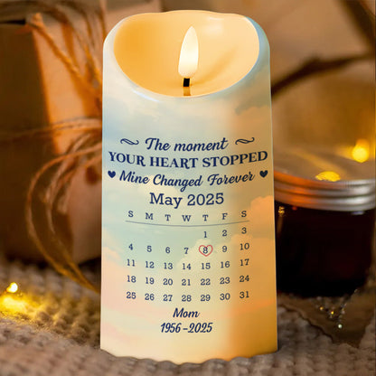 The Moment Your Heart Stopped, Candle With Heart And Calendar - Personalized Custom LED Candle - HME322_LECA