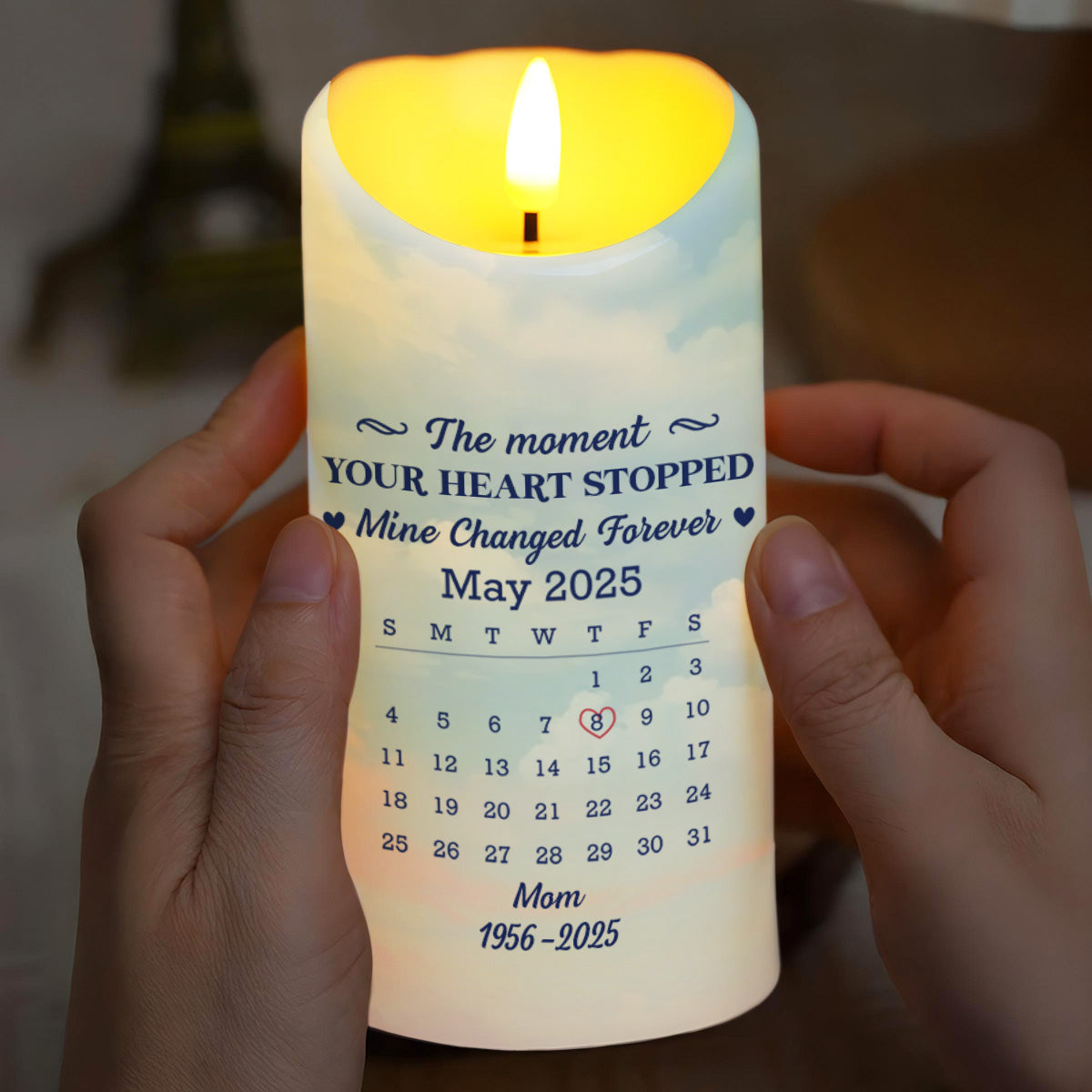 The Moment Your Heart Stopped, Candle With Heart And Calendar - Personalized Custom LED Candle - HME322_LECA