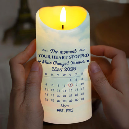 The Moment Your Heart Stopped, Candle With Heart And Calendar - Personalized Custom LED Candle - HME322_LECA