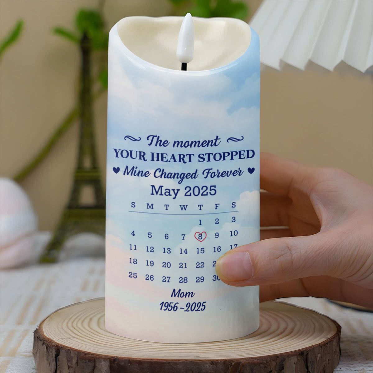 The Moment Your Heart Stopped, Candle With Heart And Calendar - Personalized Custom LED Candle - HME322_LECA