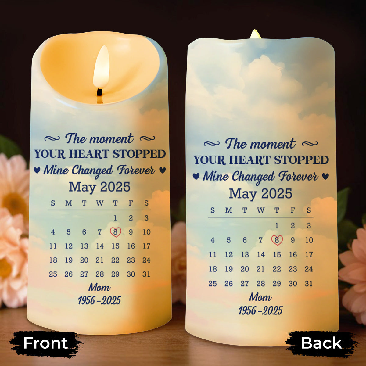 The Moment Your Heart Stopped, Candle With Heart And Calendar - Personalized Custom LED Candle - HME322_LECA