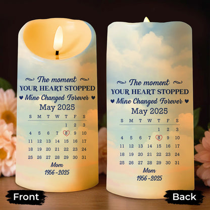 The Moment Your Heart Stopped, Candle With Heart And Calendar - Personalized Custom LED Candle - HME322_LECA