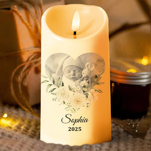 Dear Mommy, I Watch Over You From Heaven Floral Candle - Personalized Custom LED Candle - HME323_LECA