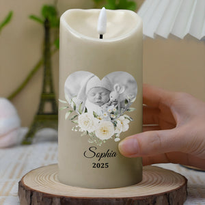 Dear Mommy, I Watch Over You From Heaven Floral Candle - Personalized Custom LED Candle - HME323_LECA