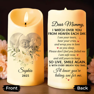 Dear Mommy, I Watch Over You From Heaven Floral Candle - Personalized Custom LED Candle - HME323_LECA