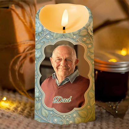 In Loving Memory Candle With Leaves And Butterflies - Personalized Custom LED Candle - HME324_LECA
