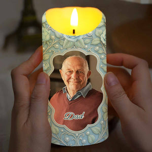 In Loving Memory Candle With Leaves And Butterflies - Personalized Custom LED Candle - HME324_LECA