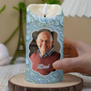 In Loving Memory Candle With Leaves And Butterflies - Personalized Custom LED Candle - HME324_LECA