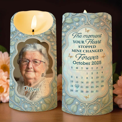 The Moment Your Heart Stopped, Leaves And Calendar Design - Personalized Custom LED Candle - HME325_LECA