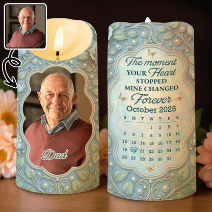 The Moment Your Heart Stopped, Leaves And Calendar Design - Personalized Custom LED Candle - HME325_LECA