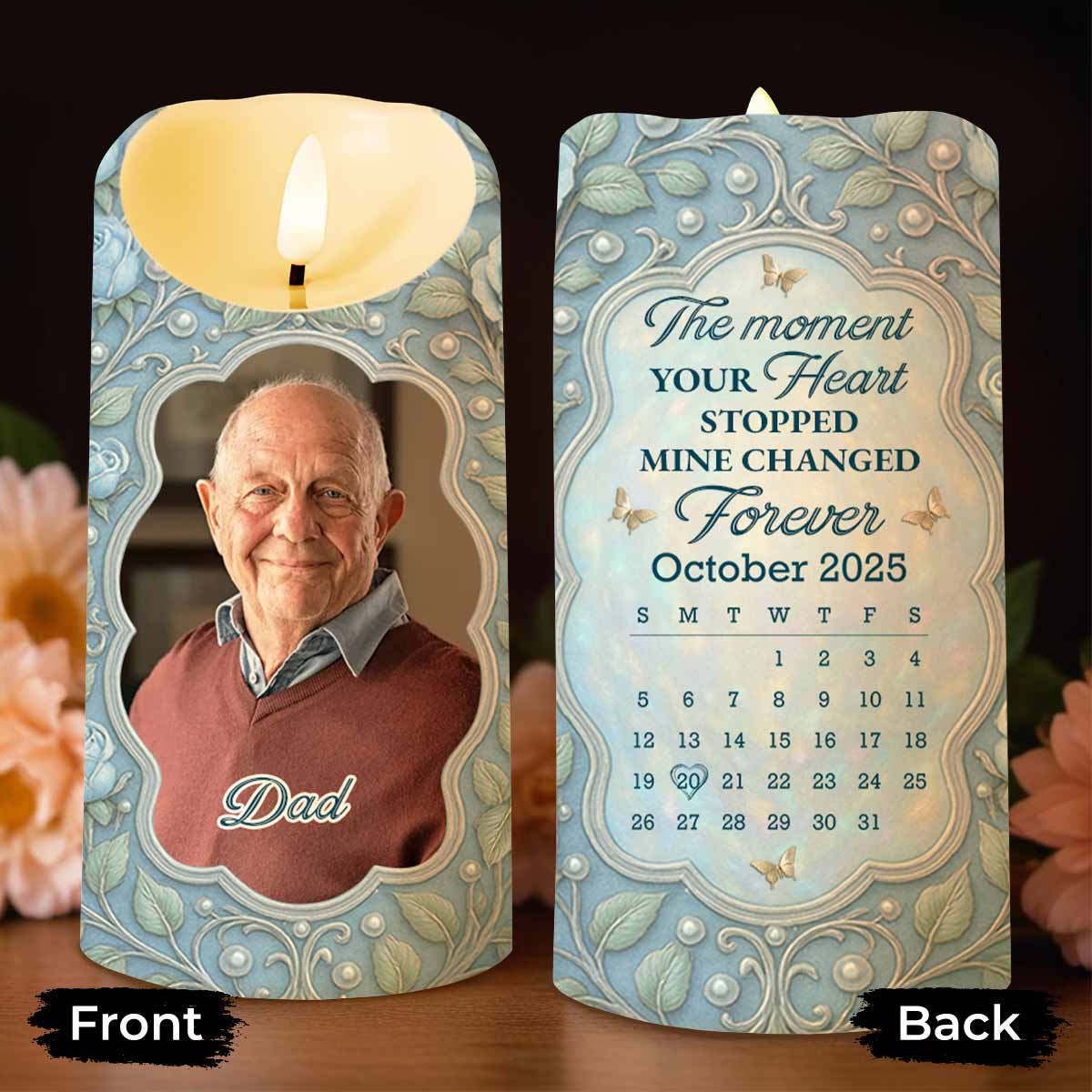 The Moment Your Heart Stopped, Leaves And Calendar Design - Personalized Custom LED Candle - HME325_LECA