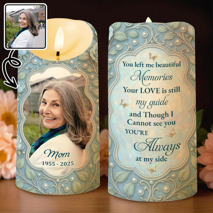 Beautiful Memories, Love Is My Guide, Flowers And Leaves - Personalized Custom LED Candle - HME330_LECA